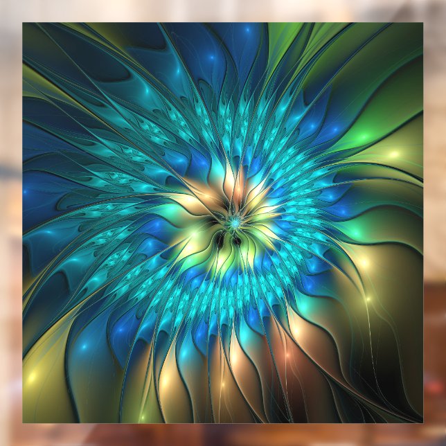 Luminous Fantasy Flower, Colourful Abstract Fracta Window Cling (Sheet 2)