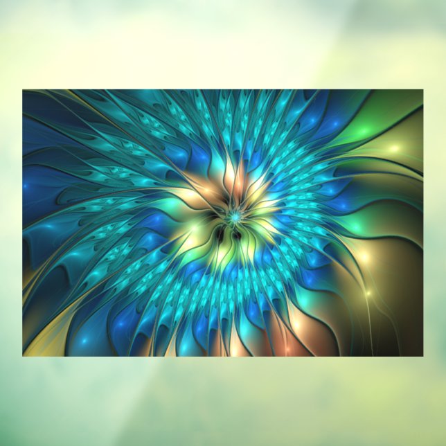 Luminous Fantasy Flower, Colourful Abstract Fracta Window Cling (Sheet 3)