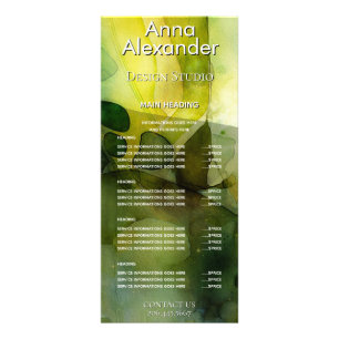 Luminous Flow   Green Abstract Watercolor  Rack Card