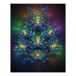 Luminous Fractal Flower Print