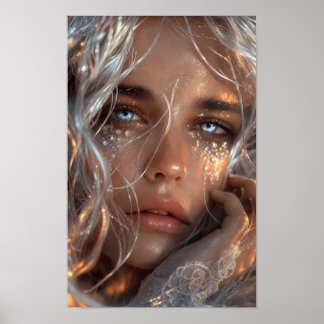 Luminous Frost Gaze Fantasy Portrait Poster