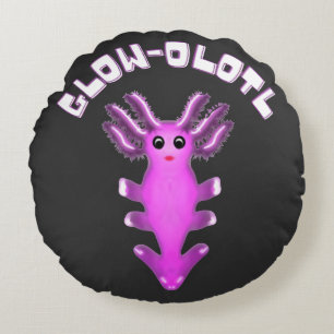 Luminous Galaxy Axolotl Digital Art  Round Pillow