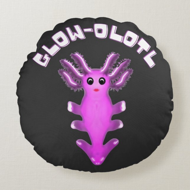 Luminous Galaxy Axolotl Digital Art  Round Pillow (Front)
