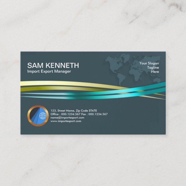 Luminous Global Sales Import Export Waves Business Card (Front)