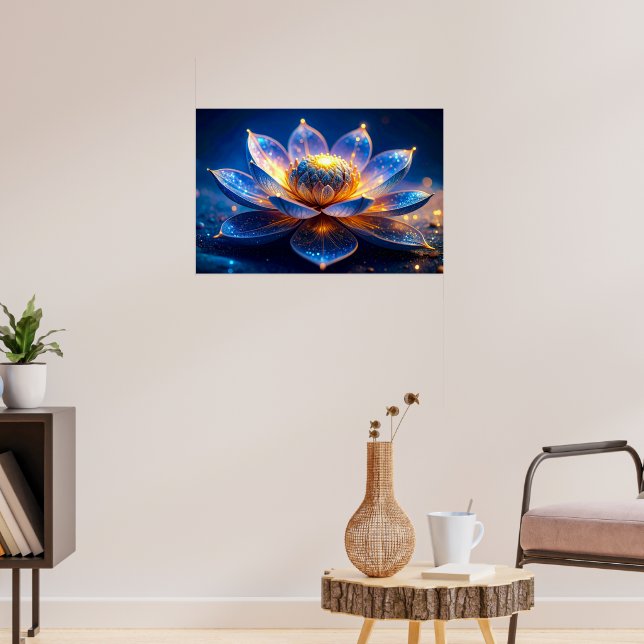 Luminous Glowing Lotus Flower Poster (Living Room 3)