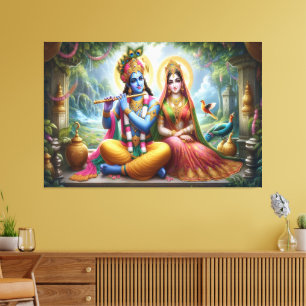 Luminous Gods Art: Krishna Radha, Divine Couple  Canvas Print