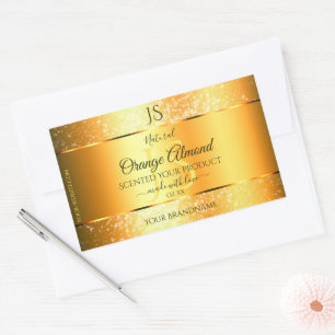 Luminous Gold Orange Sparkly Glitter with Initials Sticker