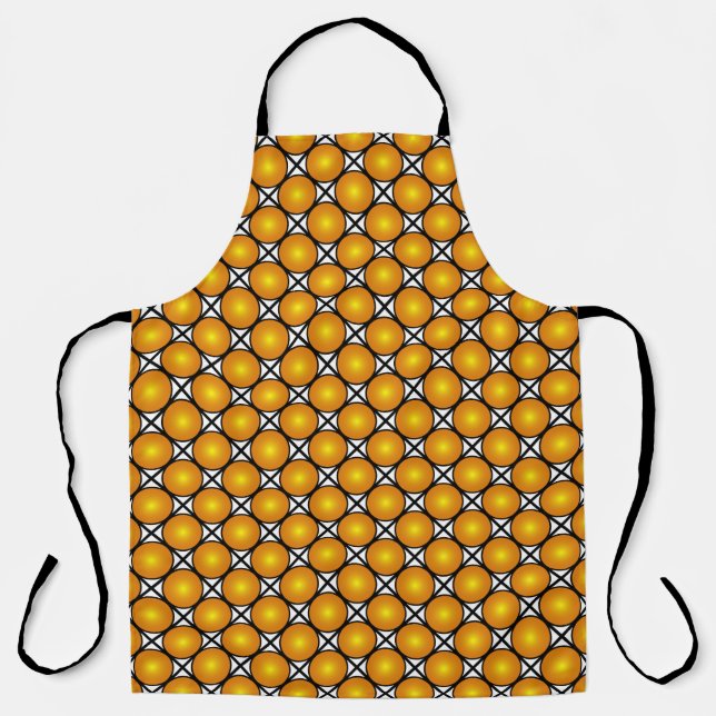 Luminous Golden Dots Black White Lattice Pattern Apron (Front)