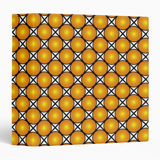 Luminous Golden Dots Black White Lattice Pattern Binder (Front/Spine)