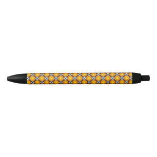 Luminous Golden Dots Black White Lattice Pattern Black Ink Pen