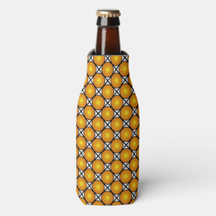 Luminous Golden Dots Black White Lattice Pattern Bottle Cooler