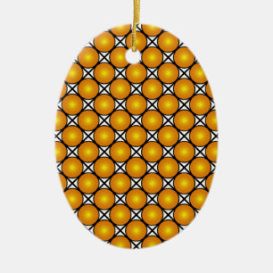 Luminous Golden Dots Black White Lattice Pattern Ceramic Ornament