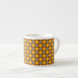 Luminous Golden Dots Black White Lattice Pattern Espresso Cup