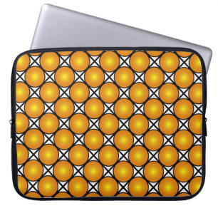 Luminous Golden Dots Black White Lattice Pattern Laptop Sleeve