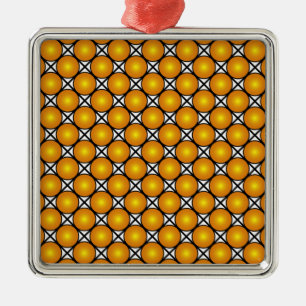 Luminous Golden Dots Black White Lattice Pattern Metal Ornament