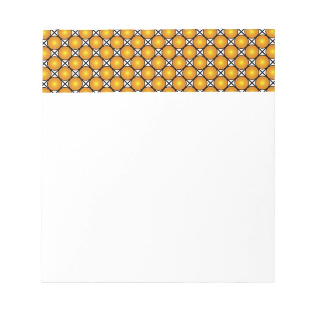 Luminous Golden Dots Black White Lattice Pattern Notepad (Front)