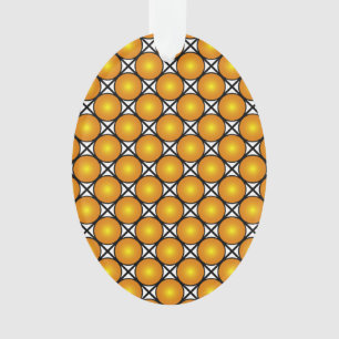 Luminous Golden Dots Black White Lattice Pattern Ornament