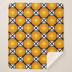 Luminous Golden Dots Black White Lattice Pattern Sherpa Blanket