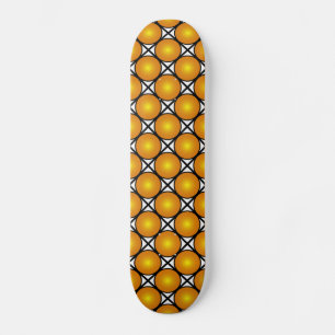 Luminous Golden Dots Black White Lattice Pattern Skateboard