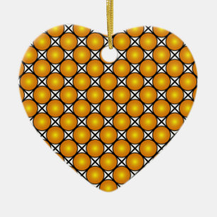 Luminous Golden Dots Black White Pattern Heart Ceramic Ornament