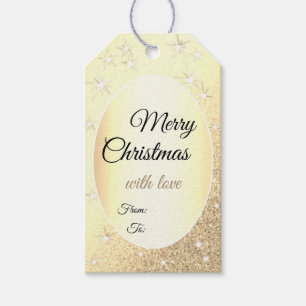 Luminous Golden Glitter Sparkle Gold Effect Xmas Gift Tags