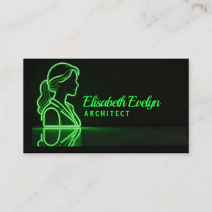 Luminous Green Contours: A Reflective Silhouette  Business Card