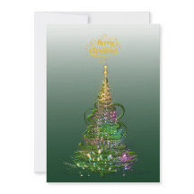 Luminous Green Holiday Tree flat holiday card 