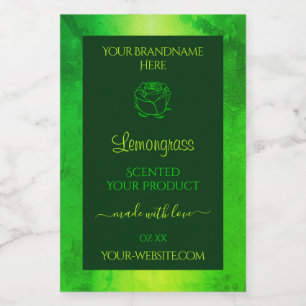 Luminous Green Marble Pattern Product Label Floral