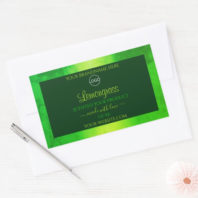 Luminous Green Marble Pattern Product Labels Logo (Envelope)