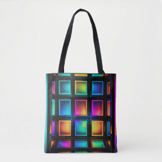 Luminous Grid Spectrum Tote Bag