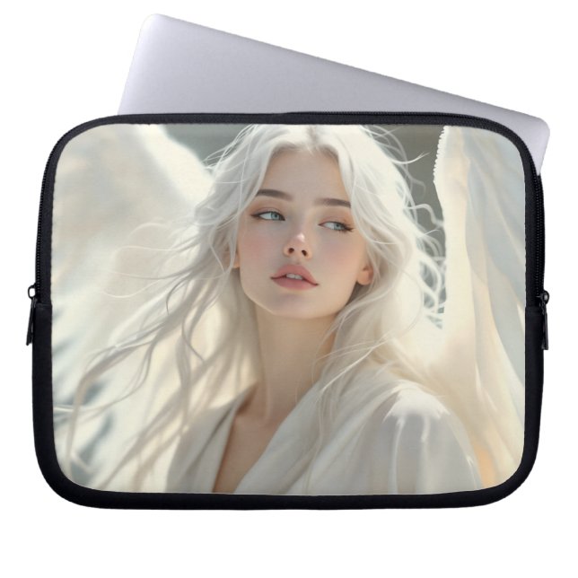 Luminous Guardian – Angel of Silver Dawn Laptop Sleeve (Front)