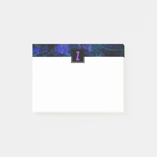 Luminous Header | Purple Monogram Initial Letter Post-it Notes (Front)