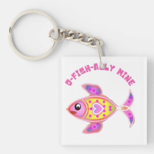 Luminous Heart Fish: Radiant Neon Kawaii Sea Life  Keychain