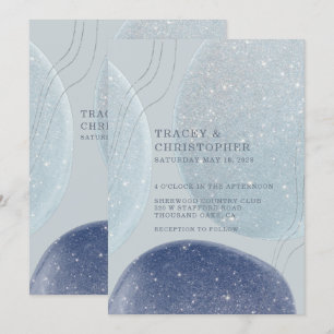 Luminous Ice Blue Silver & Navy Modern Wedding Invitation