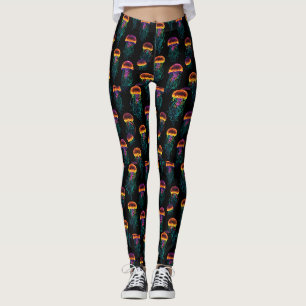 Luminous jellyfish Design: Nature in Neon Leggings