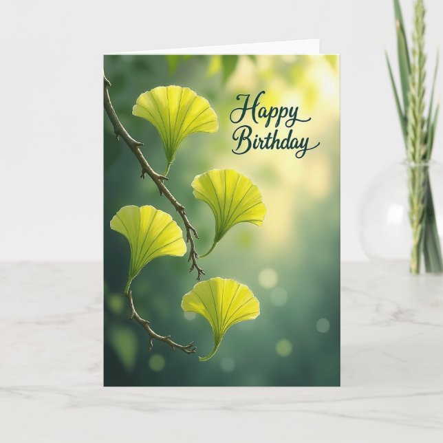 Luminous Leaf Birthday Card (Front)