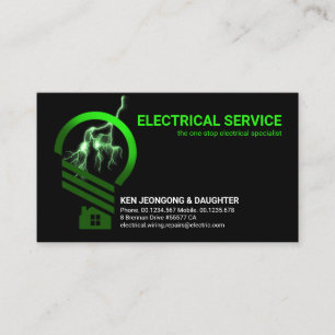 Luminous Lightning Striking Home Bulb Business Card