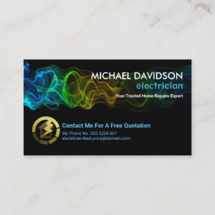 Luminous Lightning Wave Home Repairs Electrician Business Card