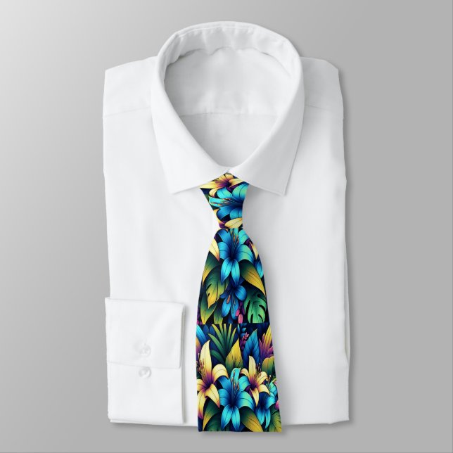 Luminous Lilies in Electric Garden Display Tie (Tied)