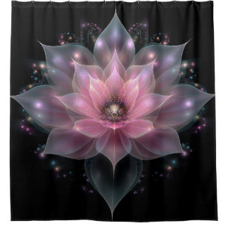 Luminous Lotus Flower - Light Pink Black Floral