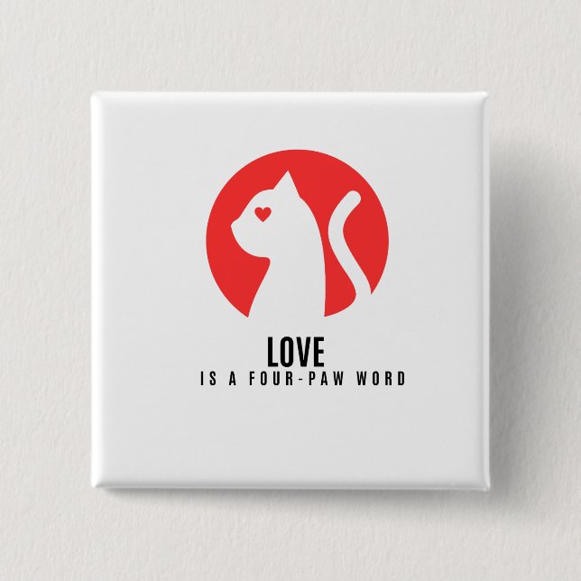 Luminous Love Cat Silhouette 2 Inch Square Button (Front)