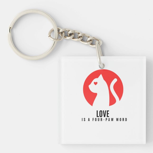 Luminous Love Cat Silhouette Keychain (Front)