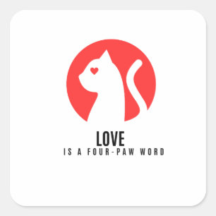 Luminous Love Cat Silhouette Square Sticker