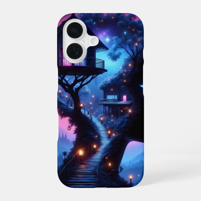 Luminous Love: "Neon Nights and Endless Dreams" iPhone 16 Case (Back)