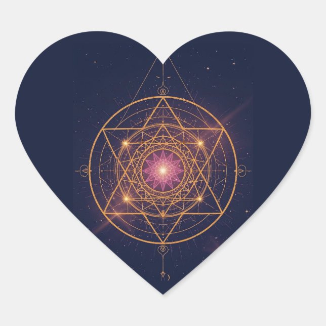 Luminous Mandala of Golden Harmony Heart Sticker (Front)