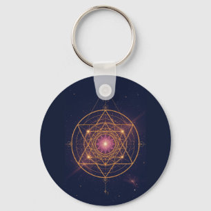 Luminous Mandala of Golden Harmony Keychain