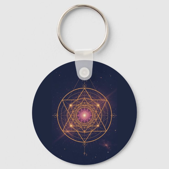 Luminous Mandala of Golden Harmony Keychain (Front)