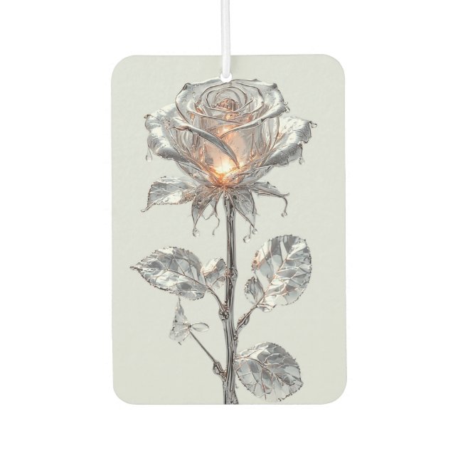 Luminous Metallic Silver Rose Air Freshener (Front)