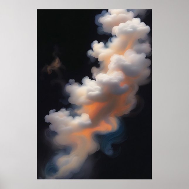 Luminous Mystical Smoke Modern Abstract Poster (Front)