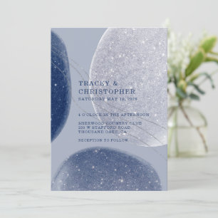 Luminous Navy Blue & Periwinkle Sparkling Modern Invitation